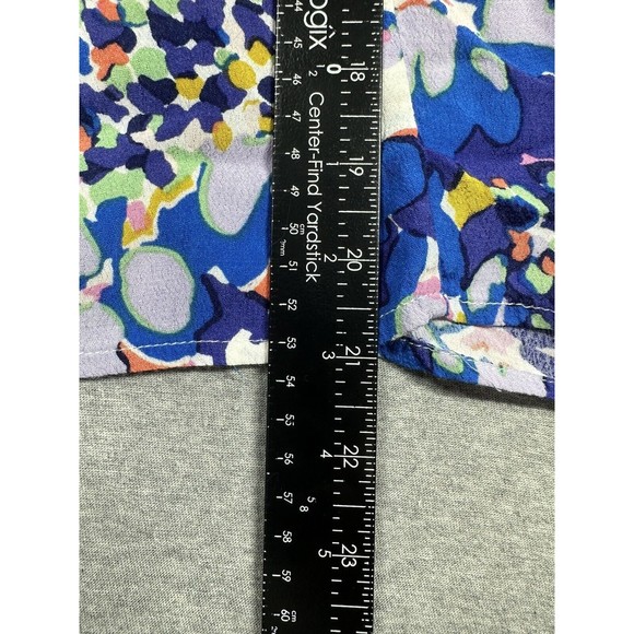 Maeve Anthropologie Blue Abstract Floral Pleat Blouse‎ Top Size XS - Picture 4 of 6